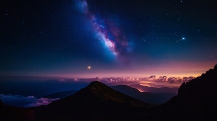 Milky Way Galaxy Over Majestic Mountains