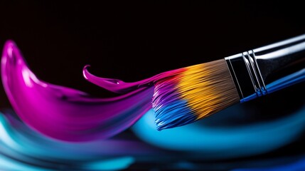 Fototapeta premium Vibrant Paintbrush Stroke: A Symphony of Colors
