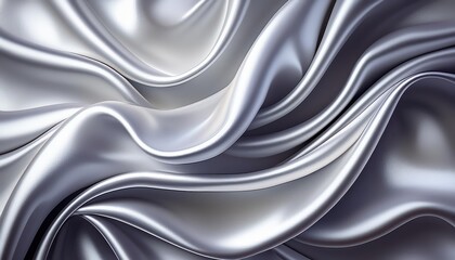 Elegant Draped Silk or Satin Material Showcasing SilverWhite Shiny Folds on a Luxurious White Background A Timeless Design for HighEnd Fashion and Interior Decor.
