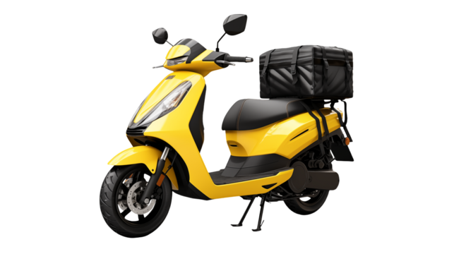 Yellow Delivery Scooter with Cargo Box   Modern Urban Transport