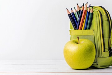 A white sheet backgrounds a bright yellow pencil alongside the phrase "back to school"