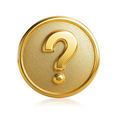Volumetric gold coin with a question mark