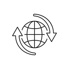 Earth in circular arrow. World rotation icon design isolated on white background. Vector illustration