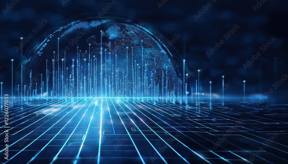 Poster futuristic vision a stunning 3d render of a smart grid and communication network in a blue, digital 