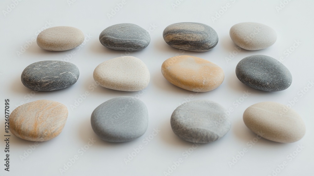 Poster twelve smooth stones arranged in a grid pattern