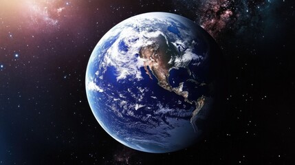 Obraz premium Stunning view of earth from space with north and south america visible
