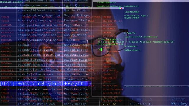 Bearded IT Guy in Glasses Programming in a Dark Room &ndash; Crafting Innovative Software with AI, Cybersecurity, and Cloud Computing to Shape the Future of Technology.