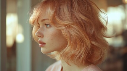 Young Woman Profile Shot Blonde Hair Freckles