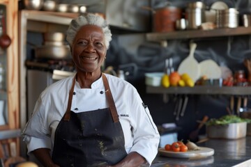 Portrait of a senior male African American chef in kitchen
