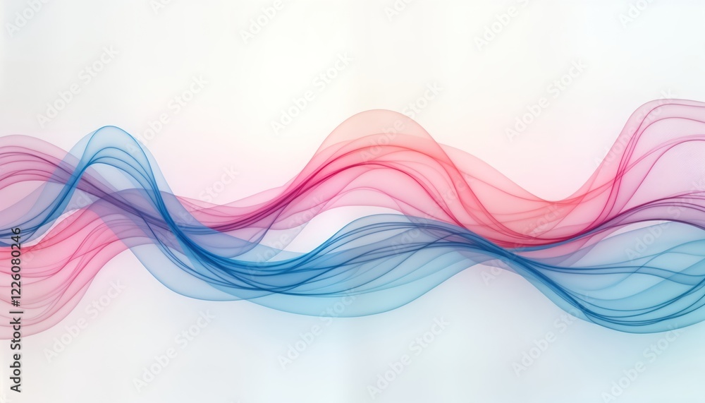 Aufkleber abstract design with smooth flowing lines in pastel colors pink, blue. soft waves on white backgroun