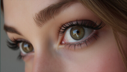 Obraz premium An Ultra-Realistic Close-Up Of Captivating Green Eyes With Flawless Makeup, Showcasing Beauty. 