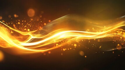 Obraz premium Golden Abstract Wave Background with Sparkling Particles and Glowing Streaks