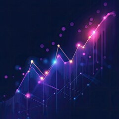 Abstract glowing upward trend graph.