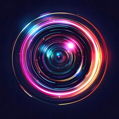 Obraz premium Abstract vibrant circular light trails design.
