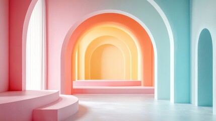 Fototapeta premium Pastel Archway Interior Design Room Display