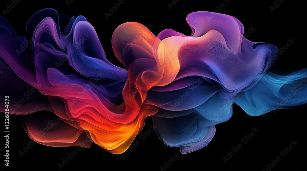 Poster a mesmerizing display of swirling colors including purple, orange, and blue, creating a dynamic and 