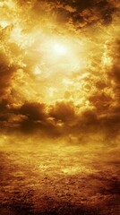 Fototapeta premium Apocalyptic Golden Sunset: A Fiery Celestial Canvas
