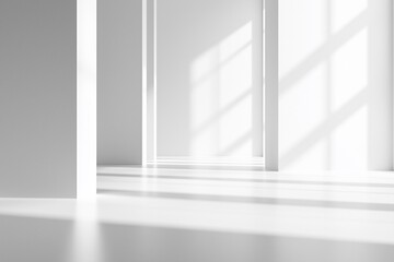 Obraz premium Minimalistic interior space with light reflections and shadows creating a serene atmosphere