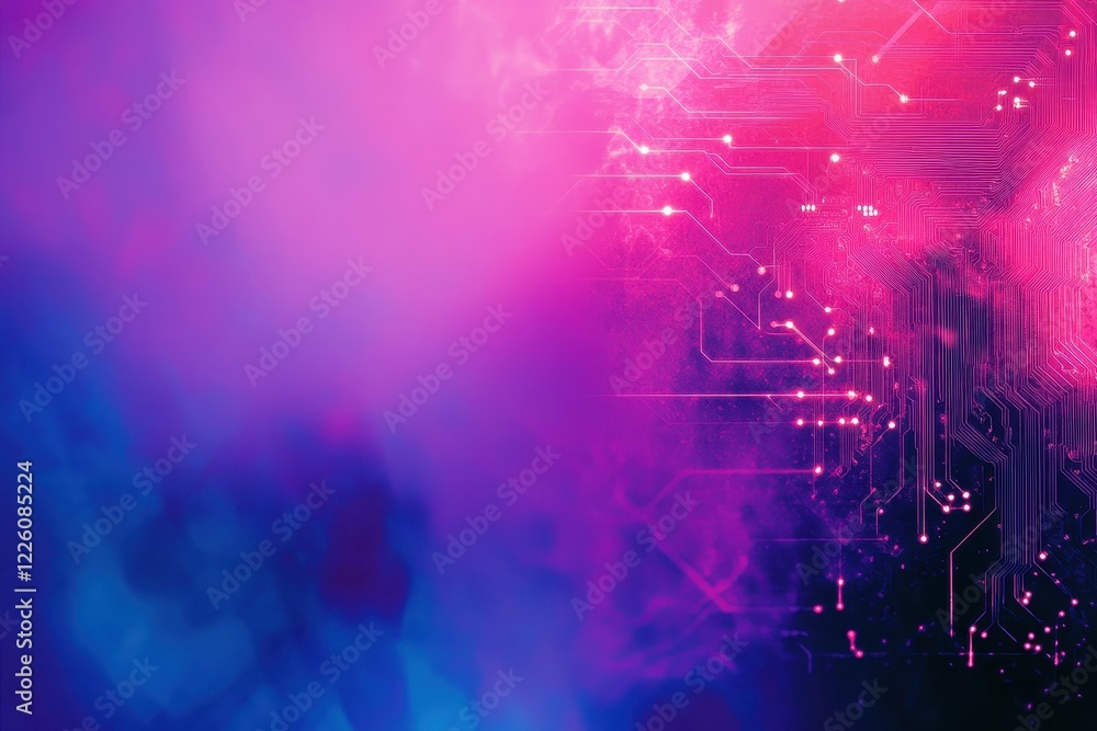 Aufkleber colorful abstract background with digital circuits and vibrant smoke patterns for technology themes