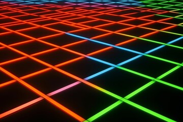 Fototapeta premium Dynamic and engaging motion grid filled with radiant neon lines in diverse colors, representing energy, excitement, and an artistic dance of lights.