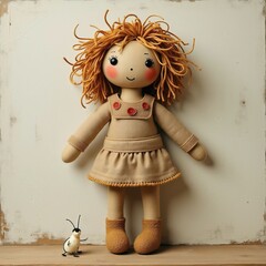 Charming Handmade Doll With Playful Spirit And Artistic Flair In A Neutral Background Setting

