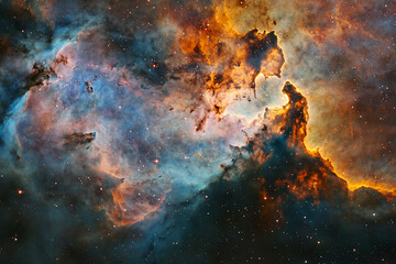 Stunning cosmic nebula showcasing vibrant colors and star formations in the vast universe