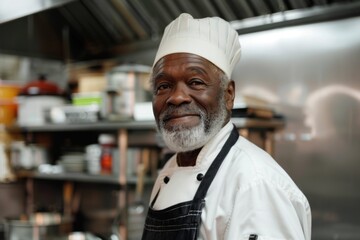 Portrait of a senior male African American chef in kitchen