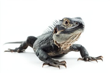 Obraz premium Black iguana on white background