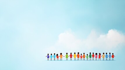 Naklejka premium Colorful silhouettes holding hands in unity