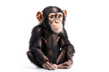 Naklejka premium Adorable baby chimpanzee sitting.