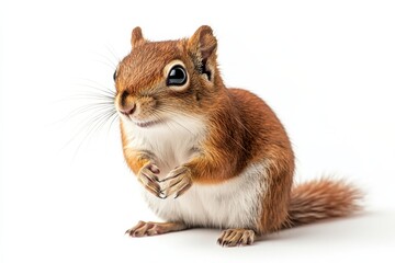 Obraz premium Adorable red squirrel posing on white background