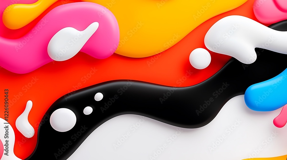 Poster abstract colorful paint swirls and blobs.