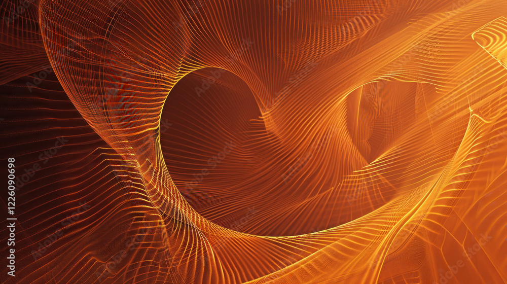 Poster abstract orange wave patterns create dynamic and energetic visual. flowing lines evoke sense of move