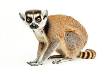 Obraz premium Ring-tailed Lemur portrait against white background
