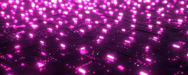 Fototapeta premium Abstract Futuristic Pink Circuit Board: Glowing Lines and Nodes