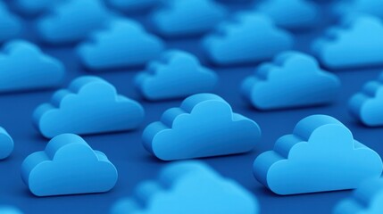Fototapeta premium Abstract blue cloud shapes arranged in a seamless pattern, representing digital storage and cloud computing technology