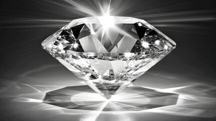 sparkling diamond with brilliant facets reflecting light, showcasing its clarity and brilliance. image captures elegance and luxury associated with diamonds
