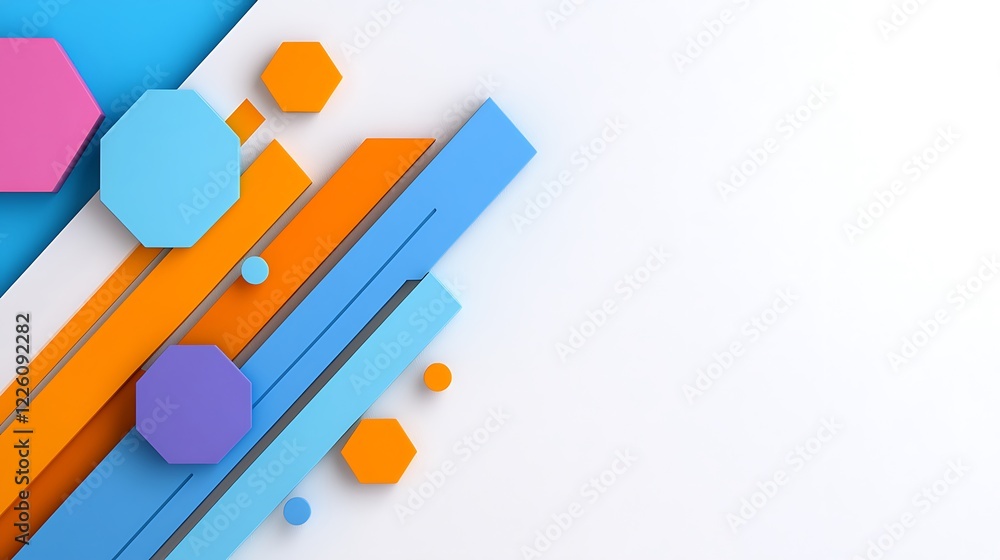 Poster abstract geometric shapes background with copy space.