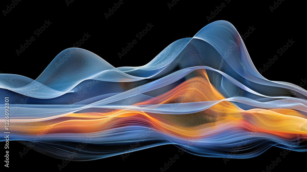 Aufkleber abstract waves of blue and orange light create dynamic visual flow, evoking sense of movement and en