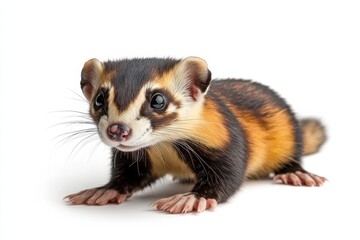 Adorable young ferret, curious and playful.