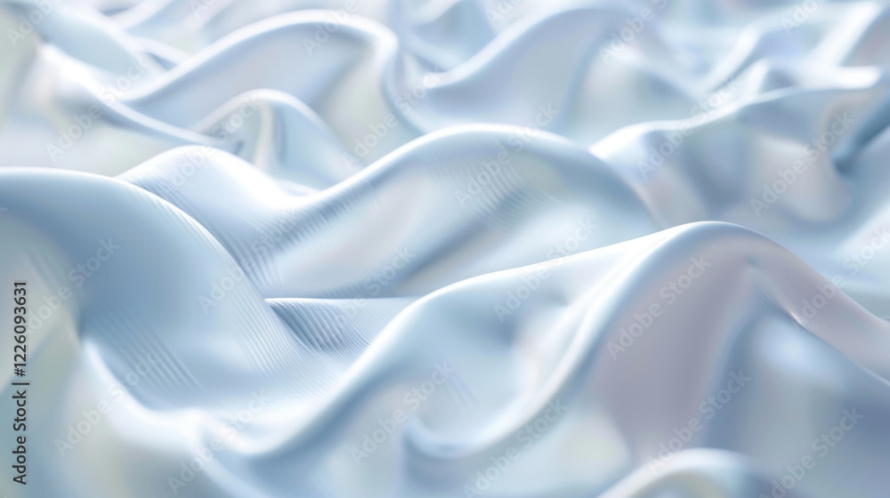 Poster Soft blue fabric waves create serene and calming atmosphere, perfect for various design projects. smooth texture and gentle folds enhance visual appeal