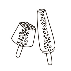 Kulfi lolly ice cream with pistachios from India. Thin line illustration.