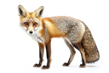 Fototapeta premium Red fox standing on white background