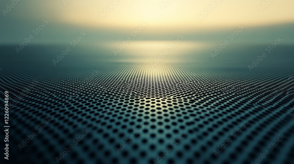 Poster abstract hexagonal pattern under a soft sunset sky