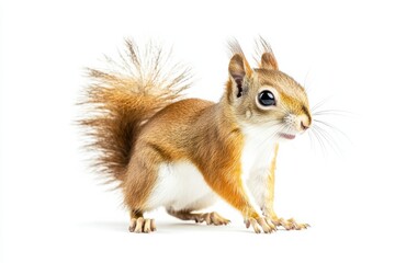Obraz premium Adorable red squirrel posing on white background.