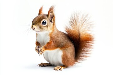 Obraz premium Adorable red squirrel posing on white background