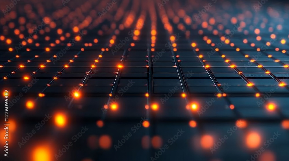 Poster illuminated grid pattern abstract digital art
