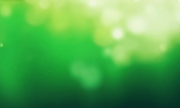 Green abstract bokeh background, blurred nature-inspired glowing lights with soft depth effect, concept for fresh design, eco branding, digital wallpaper, relaxation themes