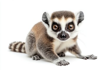 Adorable baby lemur portrait.