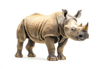 Fototapeta premium Young rhinoceros, isolated on white background.